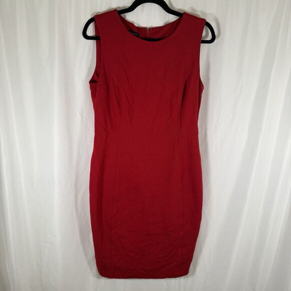 Talbots Knee Length Dress Women's 6 Red Sleeveless Zip Back Round Neck - Picture 1 of 11